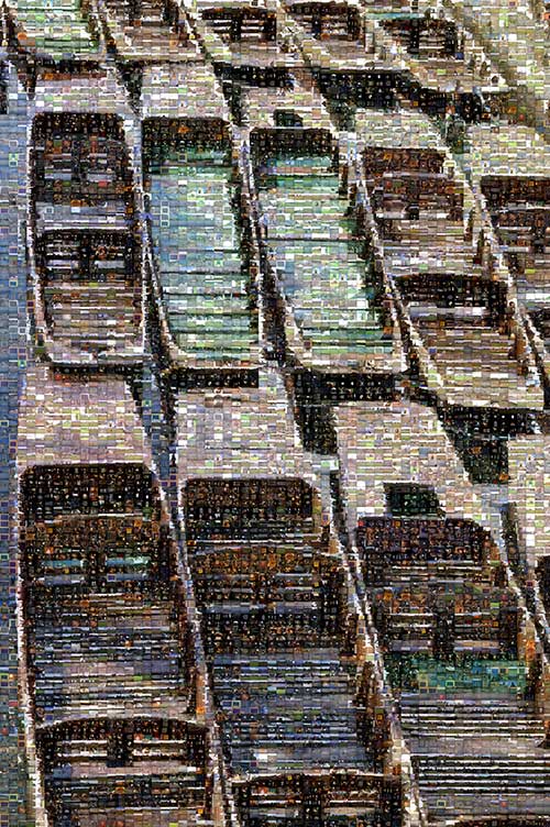 Very large photo mosaic of punts at Oxford on the Thames