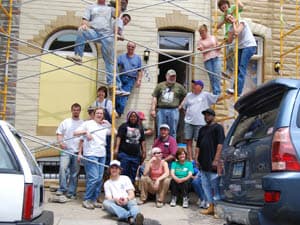 United Methodist parishioners contributing to a Habitat for Humanity project