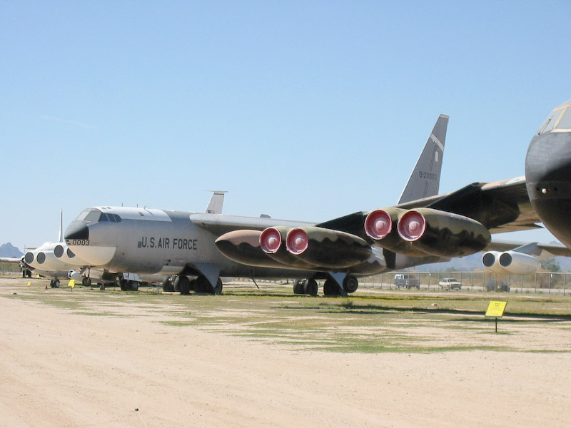Engine pods, Boeing B-52 Stratofortress jet bomber, Pima Air and Space Museum, Tucson, Arizona. Another B-52 is in the background.