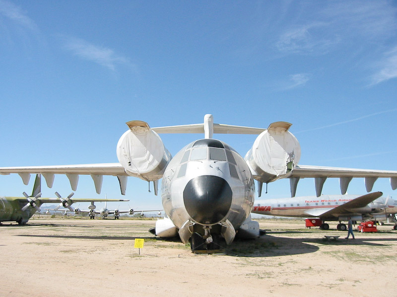 Frontal view, Boeing YC-14 transport, Pima Air and Space Museum, Tucson, Arizona.