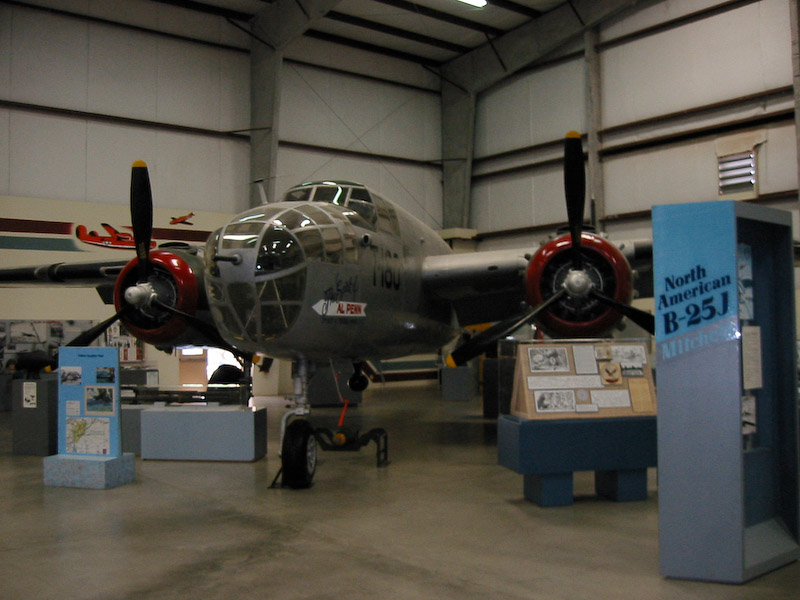 North American B-25J Mitchell bomber, Pima Air and Space Museum, Tucson, Arizona. Several of these very large aircraft were flown from the USS Hornet to bomb Japan in early 1942.