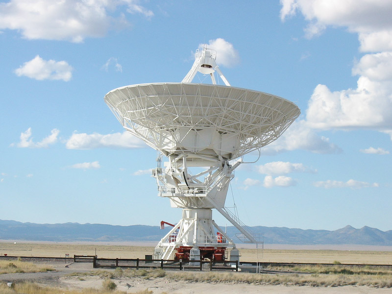 Each 230 ton dish in the Very Large Array detects faint radio signals. By comparing the differences between dishes, distance, strength and other characteristics can be calculated.