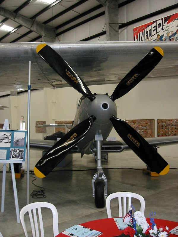 Frontal view, Bell P-63E Kingcobra, Pima Air and Space Museum, Tucson, Arizona. Based on the more famous P-39, most Kingcobras were sent to the Soviet Union via Lend-Lease.